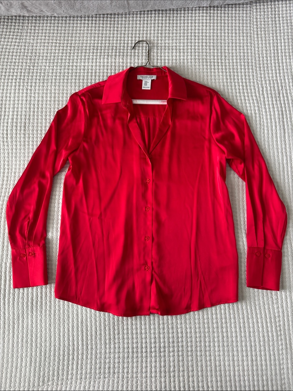 Equipment Vibrant Red Silk Button-Down Shirt XS
